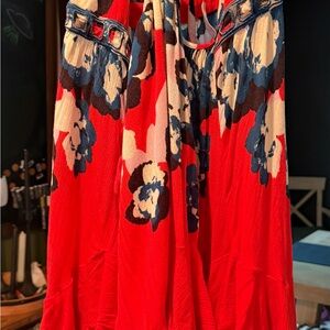 Floral Red and Blue Women's Skirt